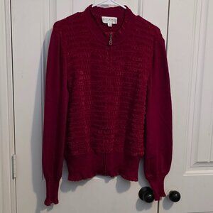 St. John Collection Red Zip up Sweater - Woman's Size 12